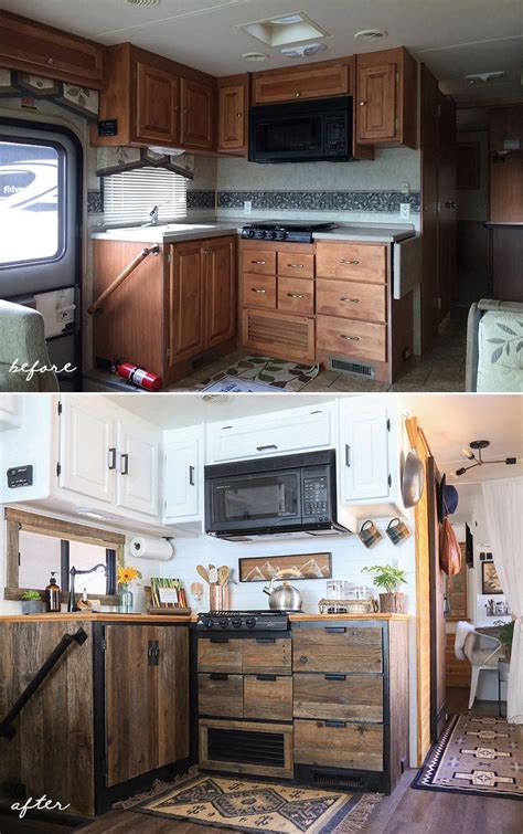 travel trailer swap wood cabinets to stainless steel cabinets|5th wheel rv cabinet remodel.